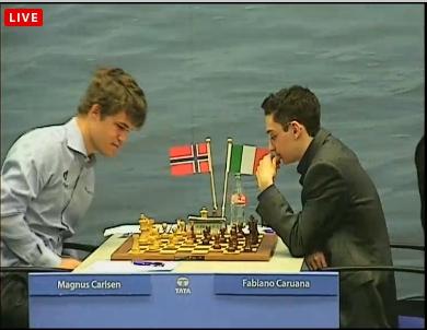 El “recordman (2.861!)” Magnus Carlsen  en el Tata Steel Wijk aan Zee 2013.