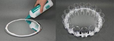 Como decorar un espejo con vasitos de plástico