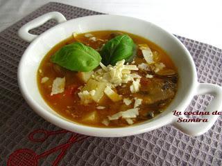 SOPA DE CALABAZA Y CHAMPIÑONES A LA MOSTAZA