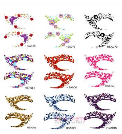 1 Moda Par Flower Design tatuaje temporal sombra de ojos Delineador de ojos engomada / - 9 patrones