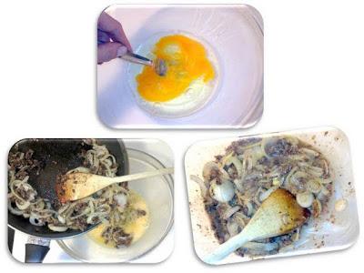 Coca de morcilla encebollada y pulpo con piñones