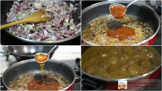 Albóndigas caseras con salsa barbacoa y miel