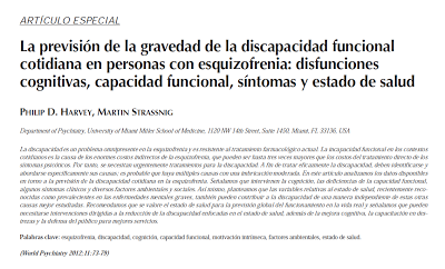 La previsión de la gravedad de la discapacidad funcional cotidiana en personas con esquizofrenia - Harvey y Strassnig