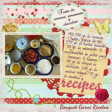 Torta de cerezas, amaranto y chocolate
