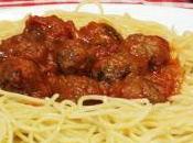 Receta espaguetis albóndigas pollo salsa tomate