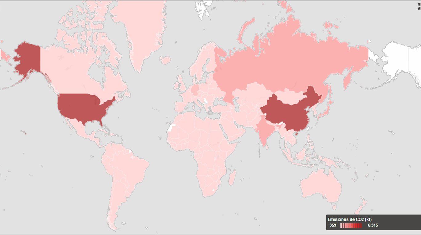 Emisiones de CO2. Fuente: Banco Mundial de Datos