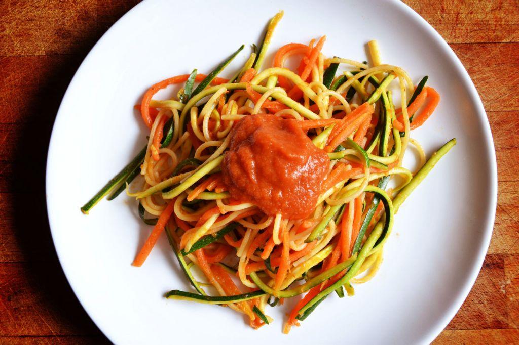 Tricolore de spaghettis y vegetales