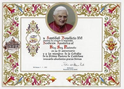 El Papa Benedicto XVI bendice al blog yo soy pastoreño, a...