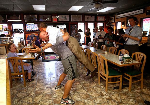 Barak Obama, foto de lap izzeria campaña USA 2012