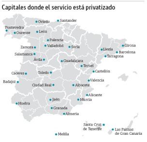 Capitales con el servicio de agua privatizado