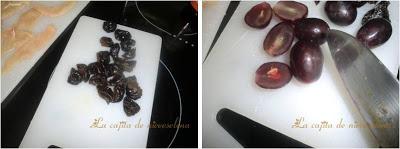 Ensalada templada de pollo, uvas y ciruelas pasas