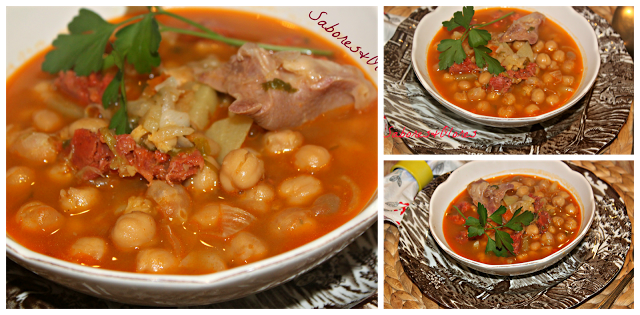 BRRR ...QUE FRIO ¡¡¡ POTAJE DE GARBANZOS CON MORRO DE TERNERA Y SOFRITO DE TOMATE !!!