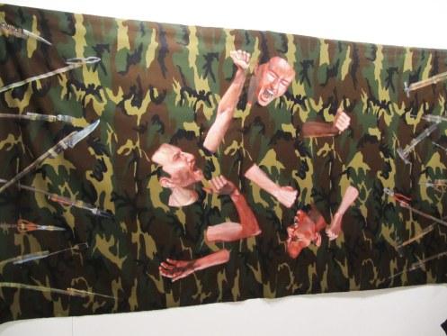 Enfrentamiento. Triángulo.Técnica mixta sobre tela.300x160 cm.