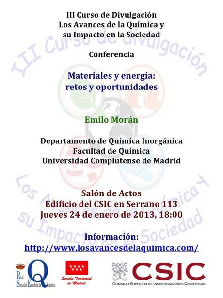 Cartel_Conferencia_Moran_240113 Materiales y energía: retos y oportunidades.