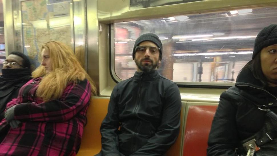 Sergey Brin Google Glass Metro NYC