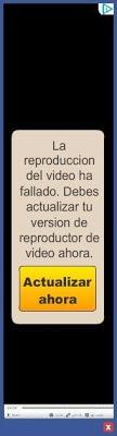 Debes actualizar tu versión de reproductor de vídeo ahora La reproduccion del video ha fallado. Debes actualizar tu version de reproductor de video ahora