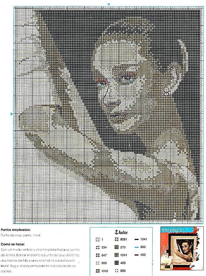 Esquemas  punto de  cruz de Audrey Hepburn