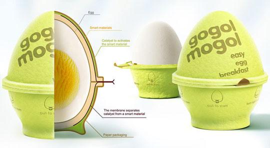 Gogol Mogol, envase inteligente que cuece huevos