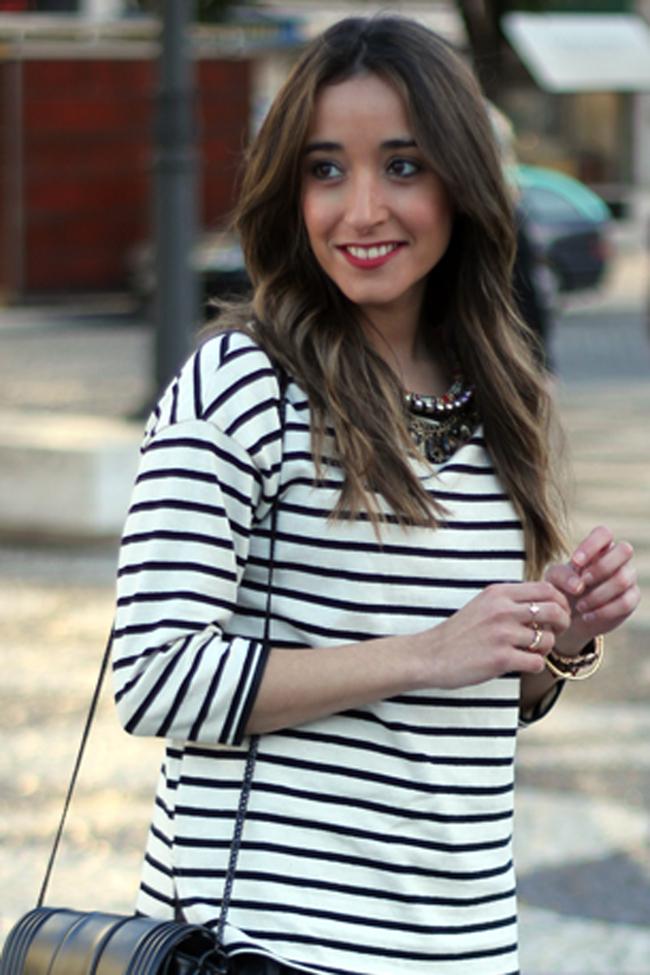 Pleated Skirt & Striped Shirt