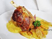 Codillo cebolla, patatas puré manzana