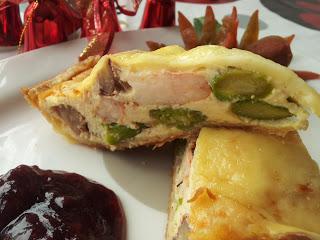 Quiche de espárragos trigueros y castañas