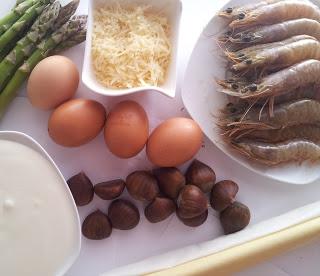 Quiche de espárragos trigueros y castañas