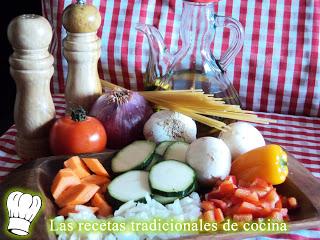 Receta de espaguetis con verduras