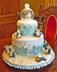Bodas en Invierno tarta pinguinos