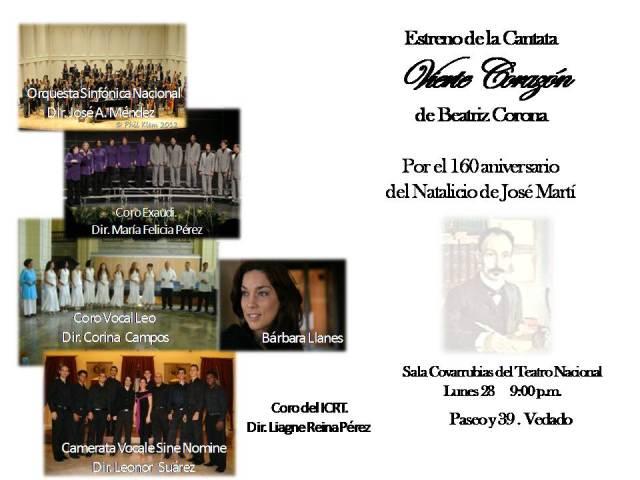Por el 160 aniversario de José Martí en la Sala Covarrubias del Teatro Nacional