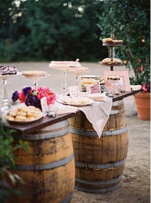 wine barrels creative dessert display 2, wedding favor wedding cake ideas and trends 