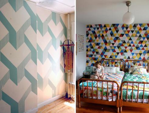 Geometric walls painted 3