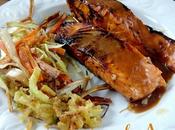 Salmón marinado miel verduritas