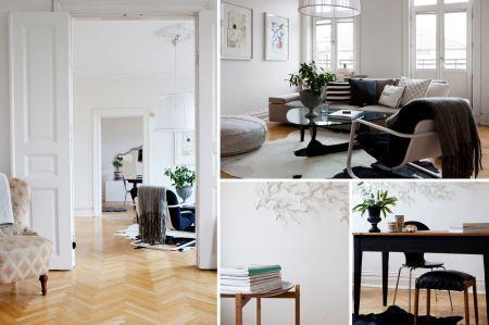 techos altos suelos de madera espigada muebles de diseño molduras de escayola mezcla estilos decoración mezcla de estilos de mobiliario ladrillo visto en la cocina interiorismo nórdico interiores nórdicos interiores escandinavos grandes ventanales estilo nórdico y escandinavo muebles y accesorios estilo nórdico diseño de interiores detalles arquitectónicos y de obra decoración interiores decoración ecléctica cojines bonitos decoración blog interiorismo blog interiores blog decoracoración blog decoración nórdica altas puertas de doble hoja en madera blanca 