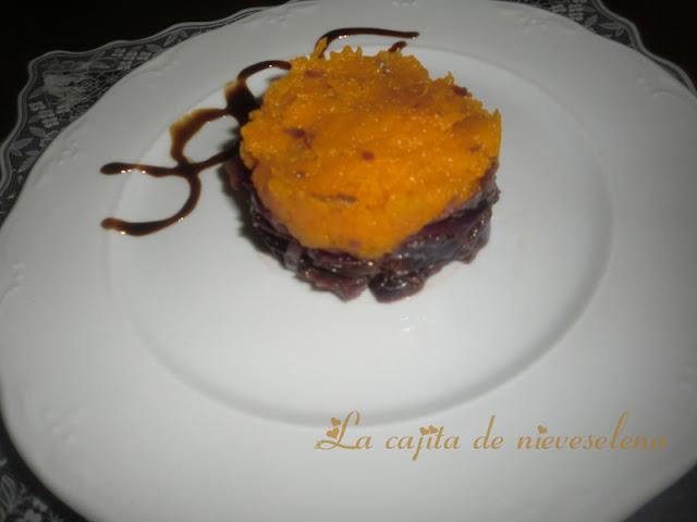 Lombarda glaseada con calabaza