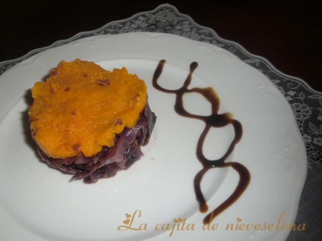 Lombarda glaseada con calabaza