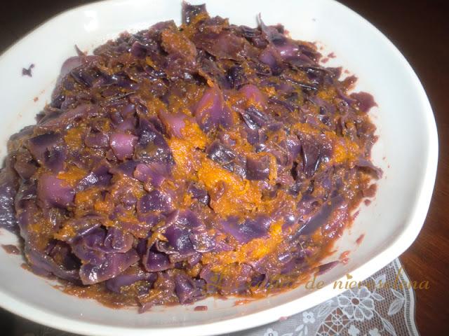 Lombarda glaseada con calabaza