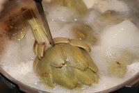 Alcachofas a la veloute con jamon