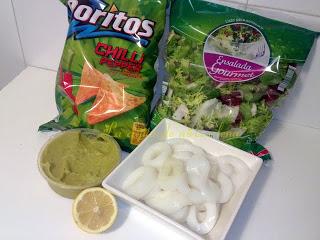 Anillas de calamar con guacamole