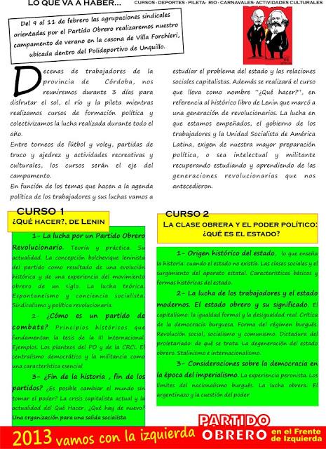 Sumate al Campamento Sindical del PO de Córdoba