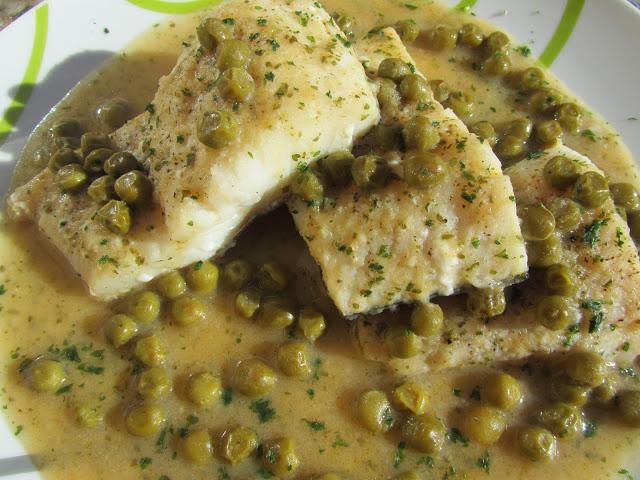 Bacalao en salsa verde de gambas