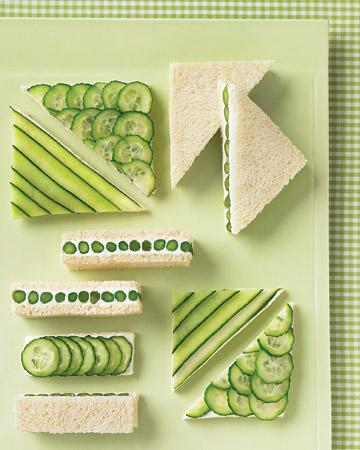 Decoración con sandwiches verdes para una boda