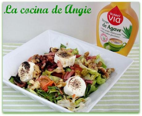 ENSALADA CON BEICON Y QUESO DE CABRA