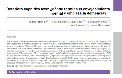 Deterioro cognitivo leve: ¿dónde termina el envejecimiento normal y empieza la demencia? - Custodio y col.