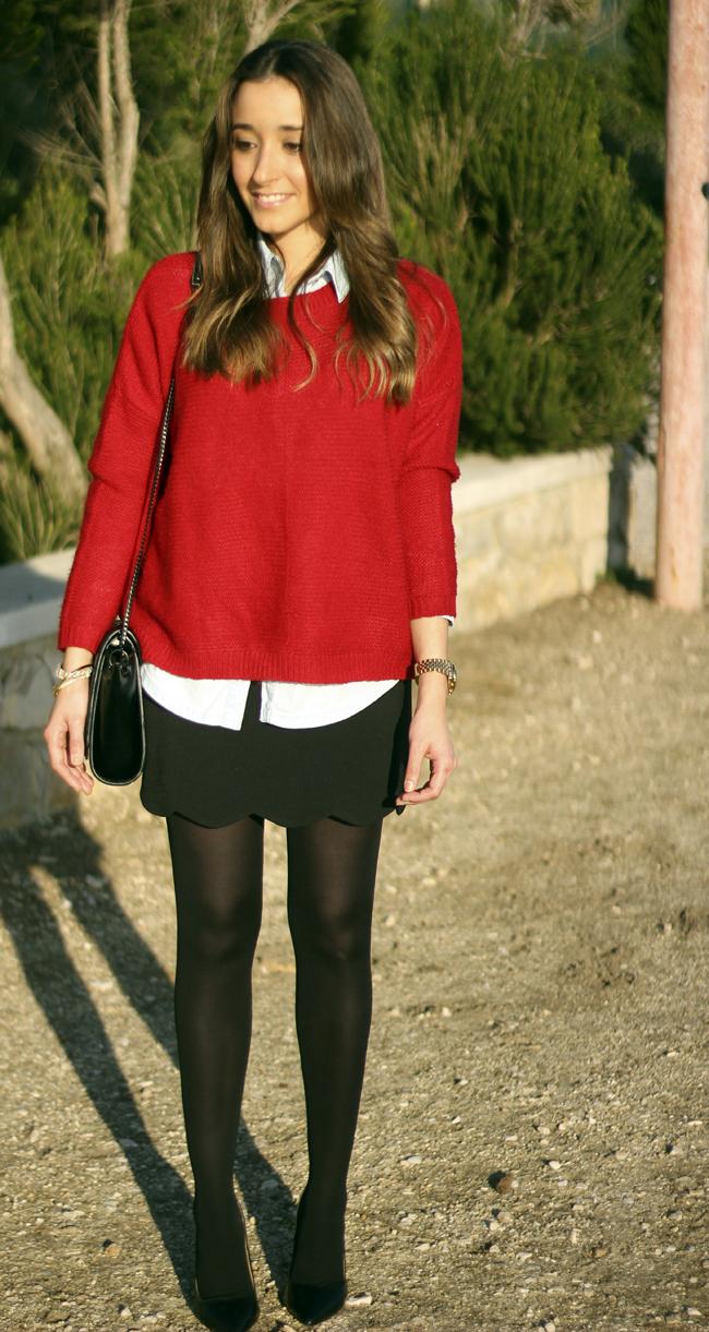 red and black jean outfit