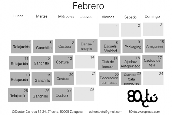 Cursos y talleres en febrero en Zaragoza