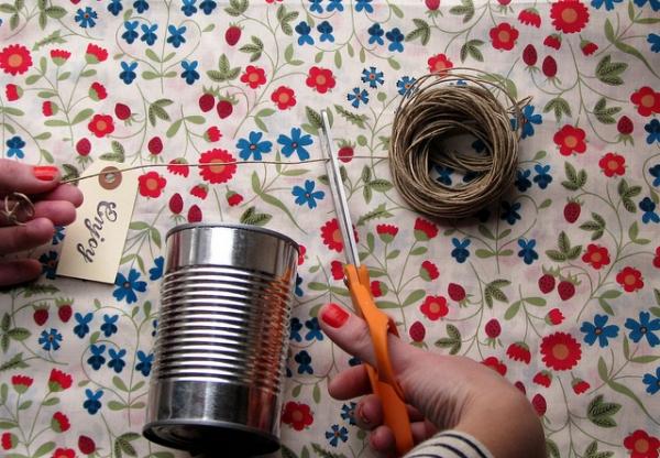 boda diy favores lata plantas