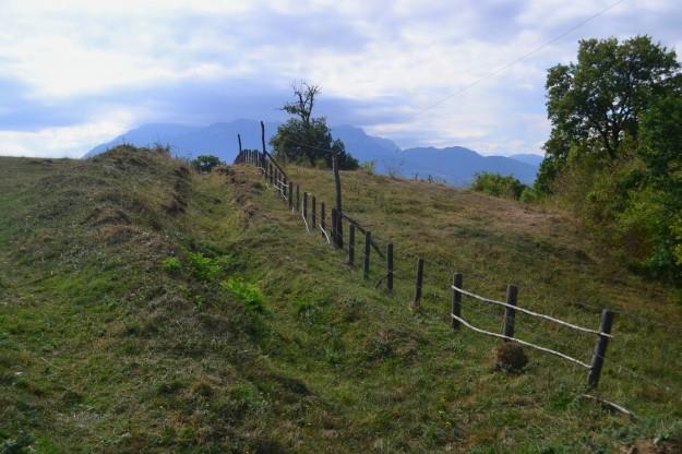 Panorama campestre rumano, con los Montes Cárpatos de fondo