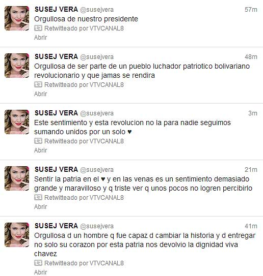 Susej Vera manifestó su orgullo por Chávez