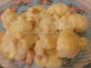 Coliflor con bechamel de jamón y queso