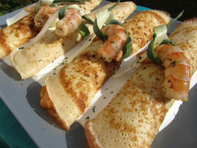 Crepes de langostinos